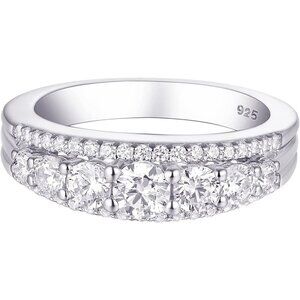 🆕 Women White Eternity Ring Wedding Band Sterling Round Cubic Zirconia Jewelry